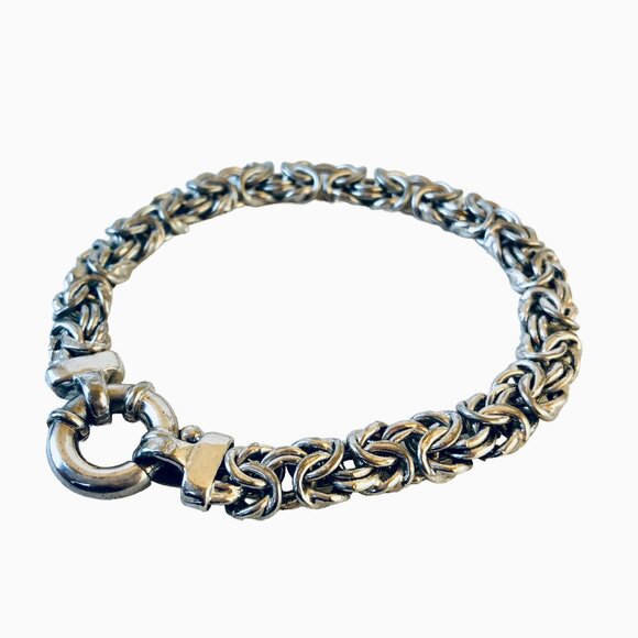 Sterling Silver Chain Bracelet Vintage Signed 16 grams Made in Italy 7.5" - Picture 10 of 13